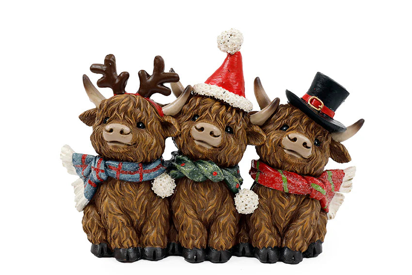 Highland Cow Friends Christmas Decoration