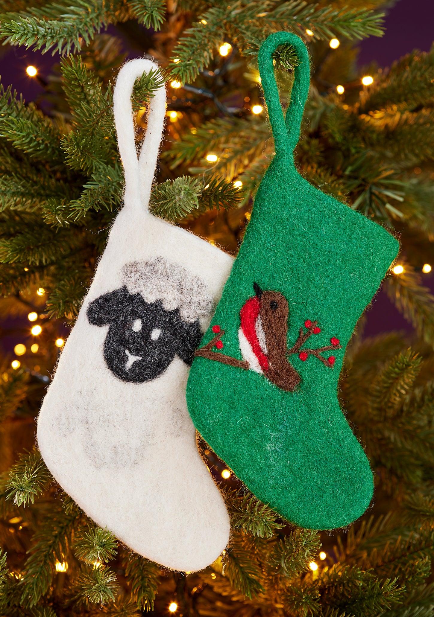 Namaste Felt Sheep/Robin Mini Stocking