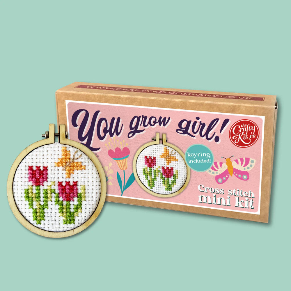 You Grow Girl! Mini Matchbox Cross Stitch Kit