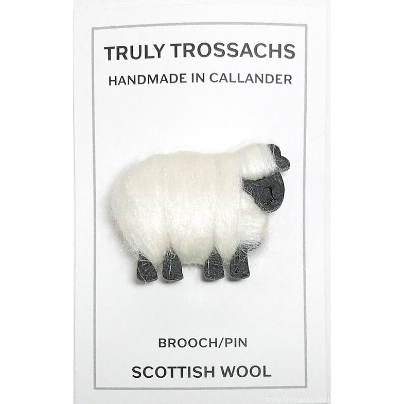 Truly Trossachs Woolly Sheep Brooch - Blackfaced White