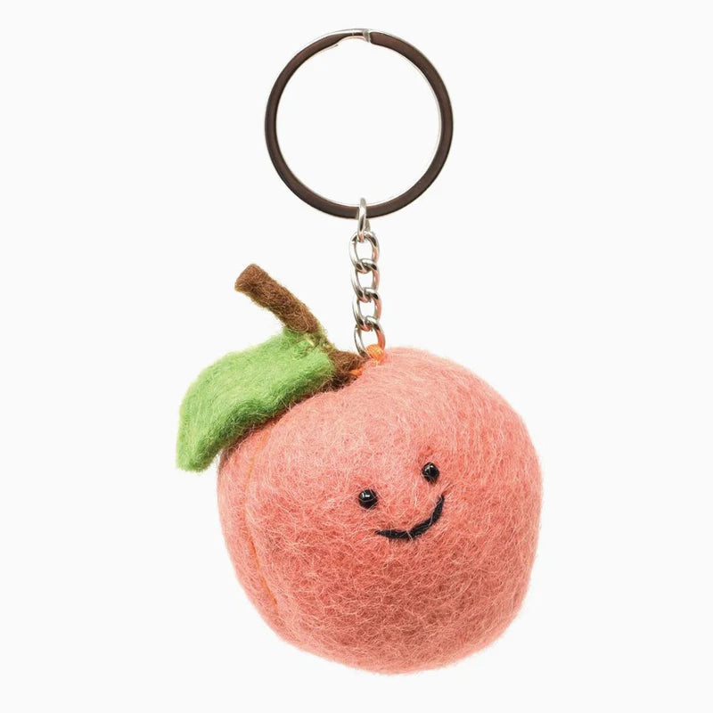 Peach Wool Felt Keyring