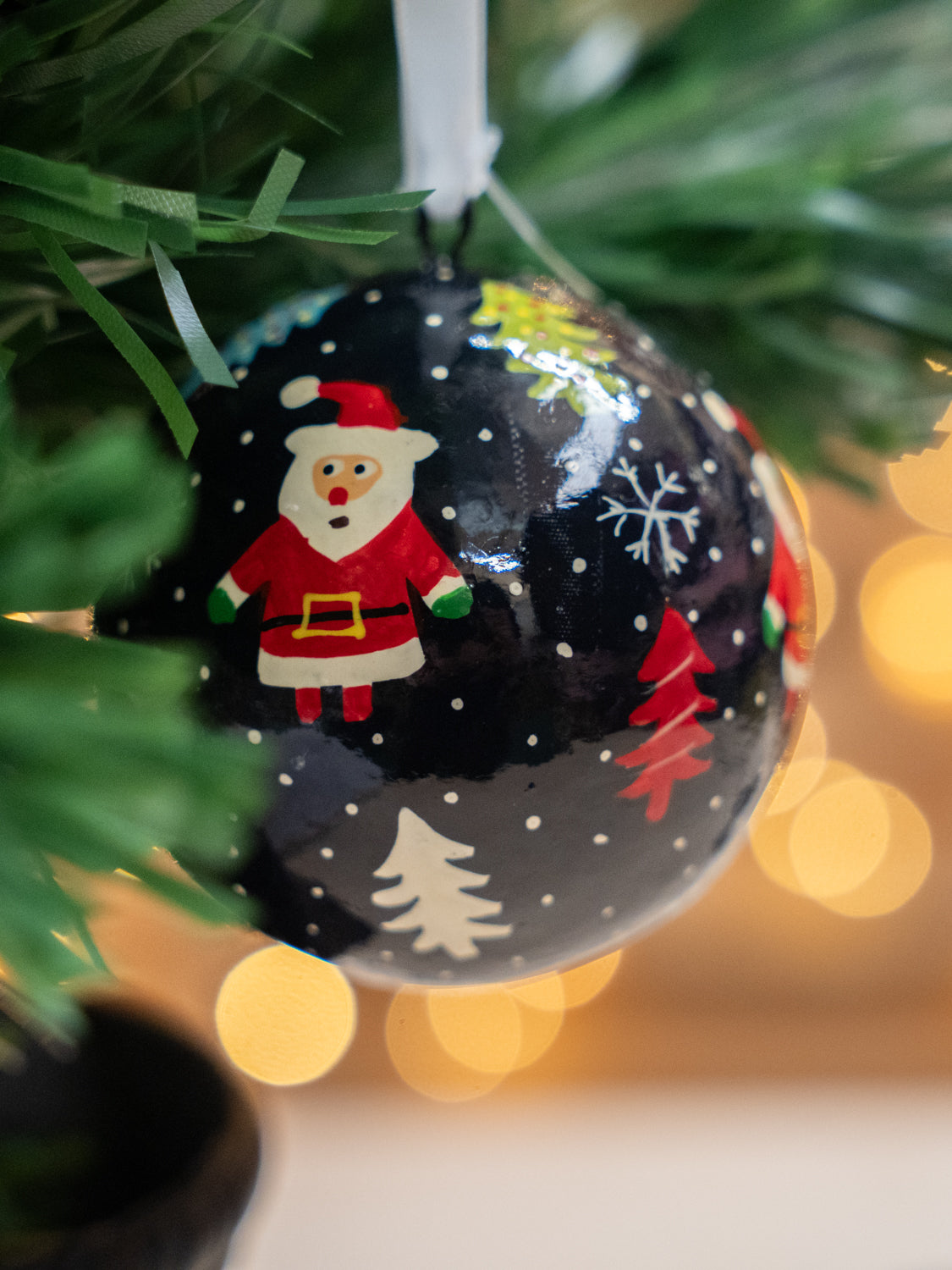 Santa on Blue Bauble