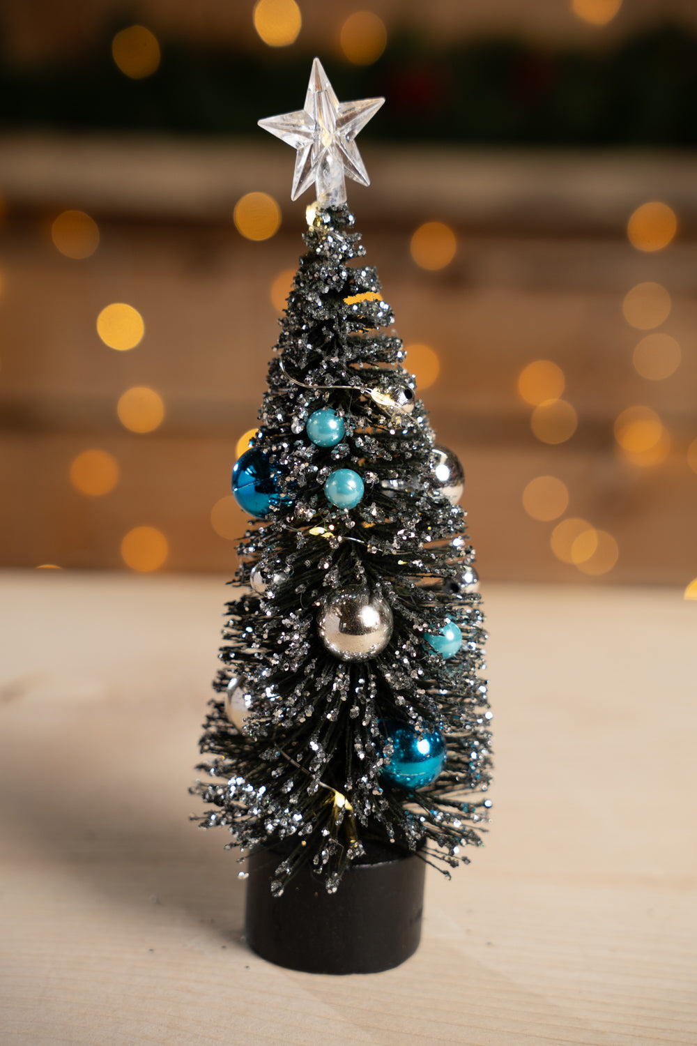 LED Bristle Tree - Blue Baubles