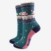 Sheep Fair Isle Bamboo Socks in Green