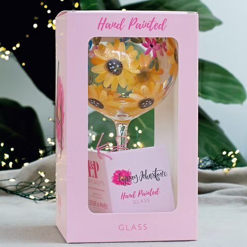 Hand Painted Sunflowers Gin Glass