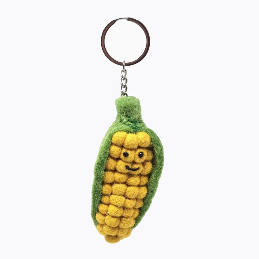 Sweetcorn Wool Felt Keyring