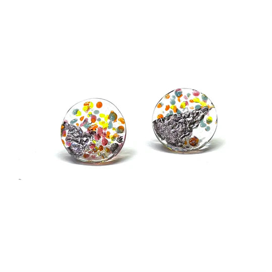 Helen Chalmers Rio Glass & Palladium Midi Stud Earrings