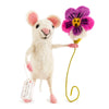 Mouse with Pansy Felt Ornament