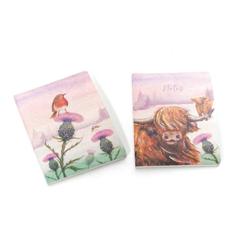 Highland Cow with Thistle A5 Notebook